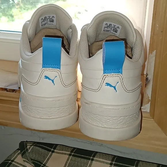 Nice! Women's 7.5 PUMA Mayze White & Blue Sneakers Shoes - Picture 5 of 7